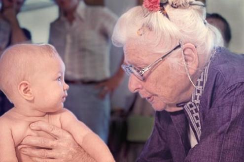 Ida Rolf working with a baby